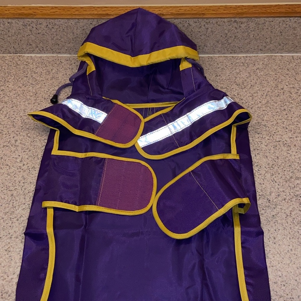 New Collegiate Rain Pet Slicker NCAA LSU Tigers Purple/Yellow Reflective Large - Picture 5 of 7